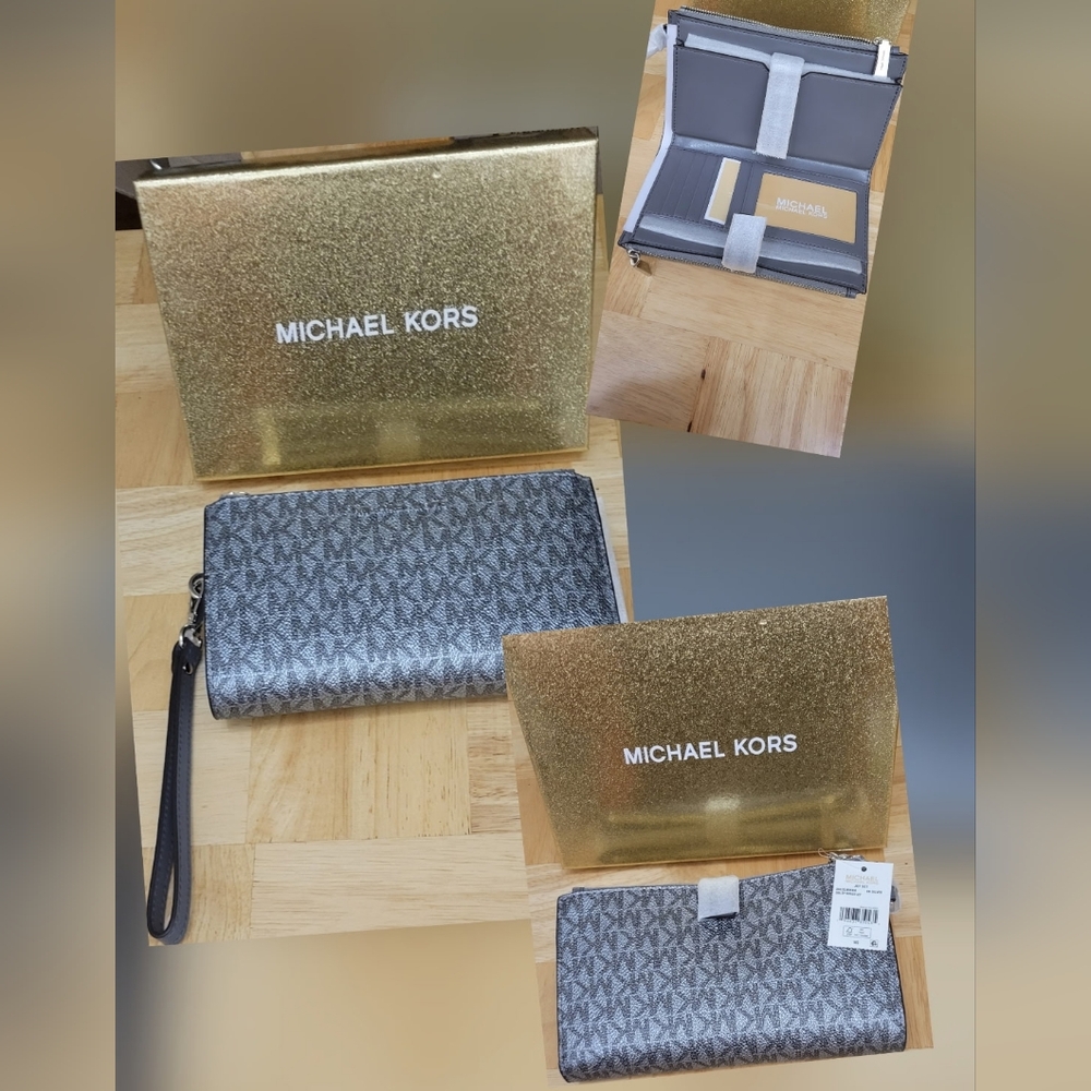Michael Kors Silver and Gold Wristlet
